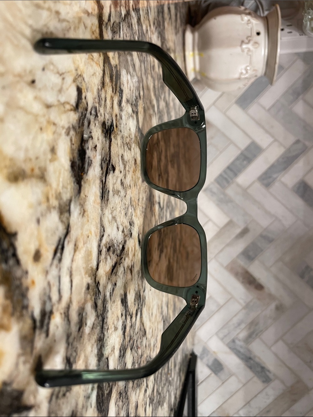 Politics Acadian Green Sunglasses - Classic Transparent Frame - Picture 7 of 10